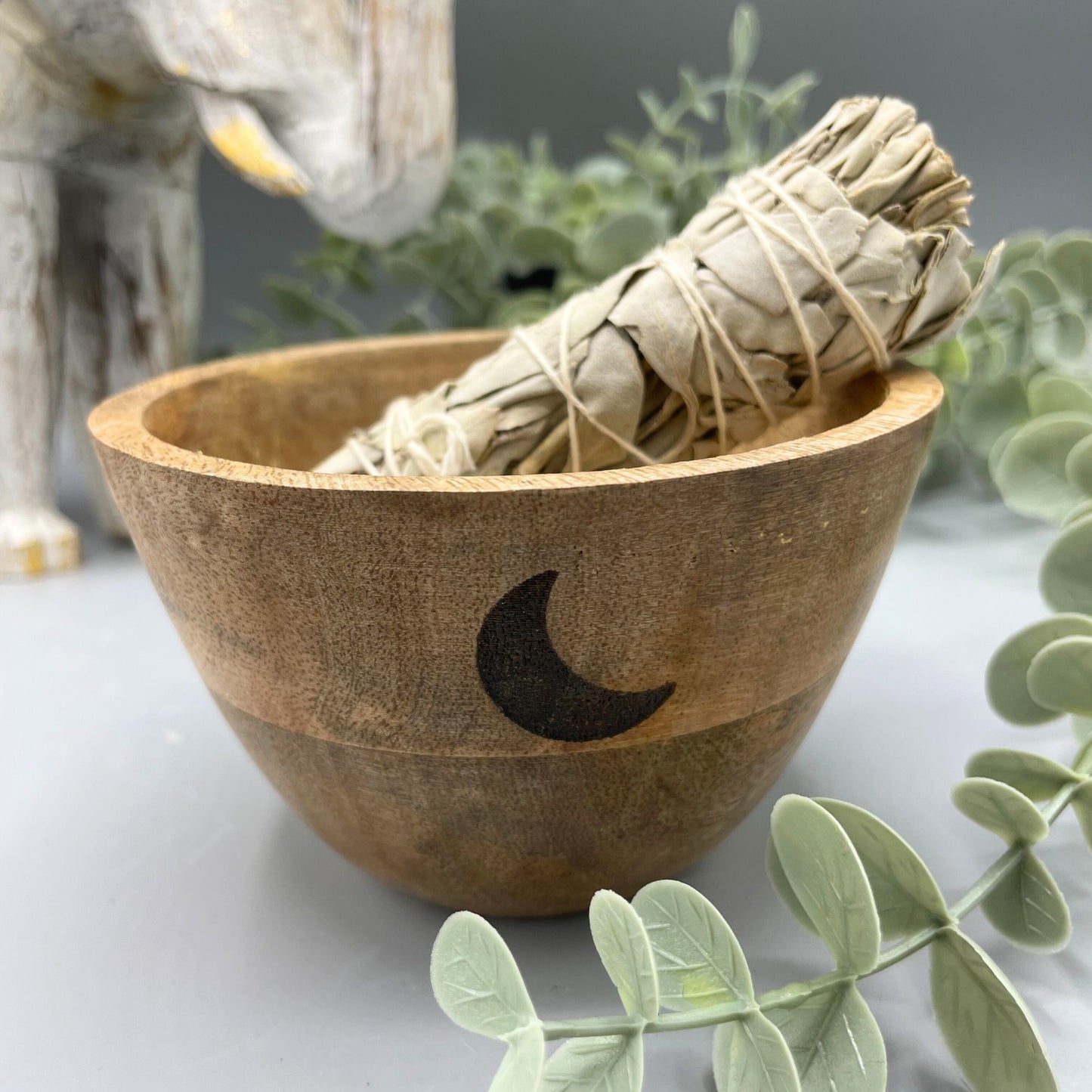 Three Moons Wooden Smudge and Ritual Offerings Bowl