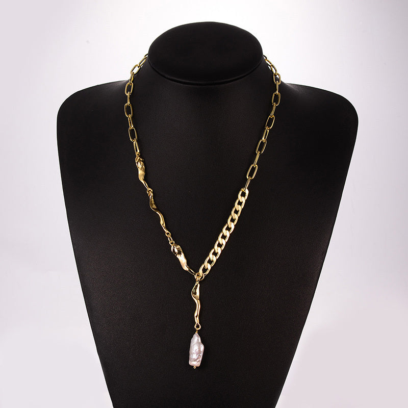 14k Gold Plated Copper and Pearl Necklace