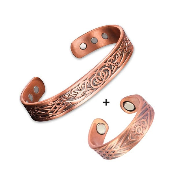 Magnetic Copper Ring and Bracelet Set