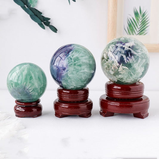 Feather Fluorite Crystal Ball