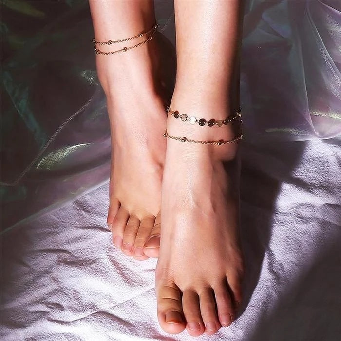 Copper Sequin Anklet