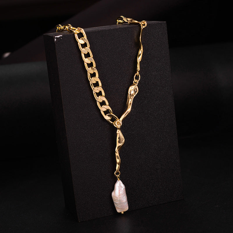 14k Gold Plated Copper and Pearl Necklace