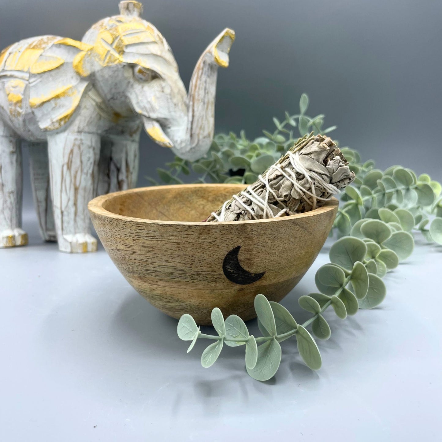 Three Moons Wooden Smudge and Ritual Offerings Bowl