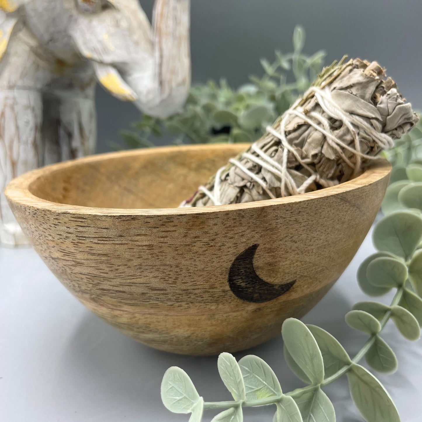 Three Moons Wooden Smudge and Ritual Offerings Bowl