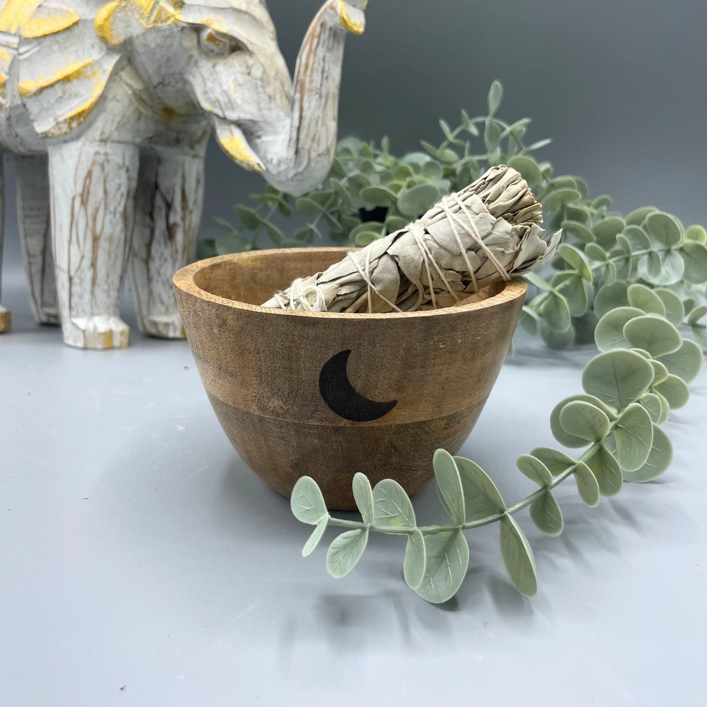 Three Moons Wooden Smudge and Ritual Offerings Bowl