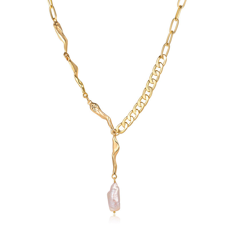 14k Gold Plated Copper and Pearl Necklace