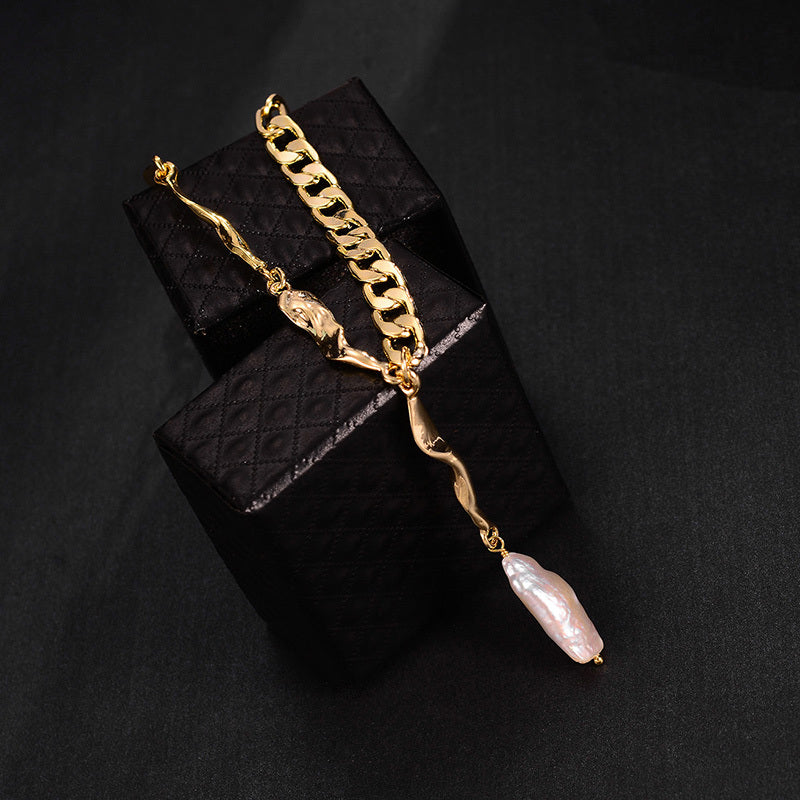 14k Gold Plated Copper and Pearl Necklace